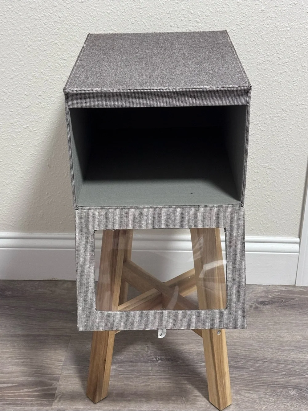 Like New The Container Store Cambridge Drop-Front Shirt Box Grey Linen
